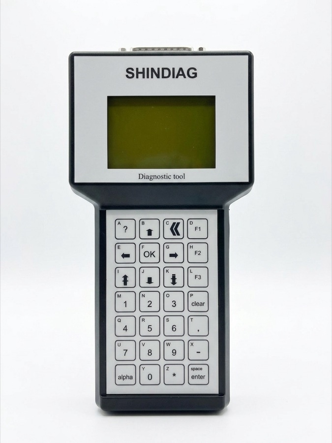 SHINDIAG handheld diagnostic tool for Mercedes-Benz OM engines — front view with display and keypad